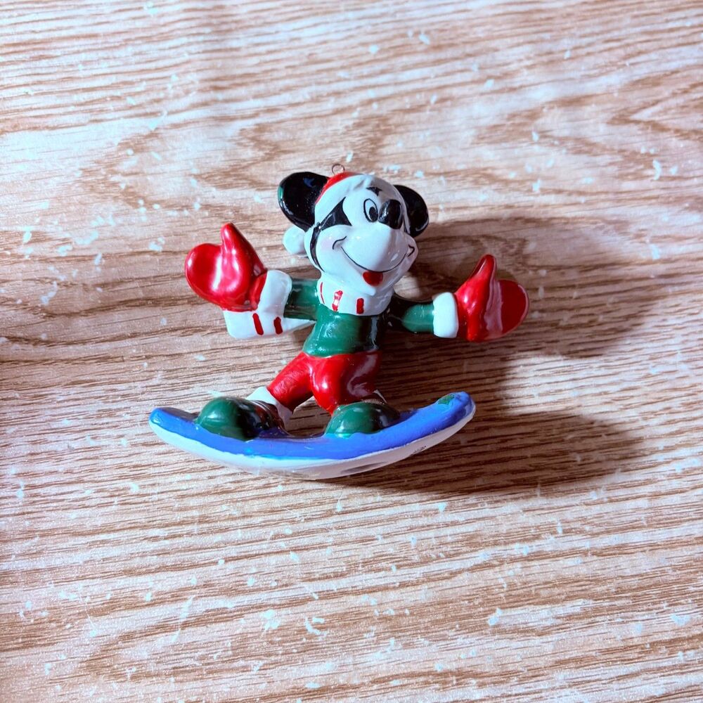 Enesco Mickey Mouse Disney Surfing Porcelain Christmas Ornament